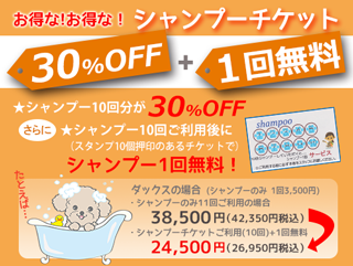 シャンプーチケットが30％OFFでとってもお得！